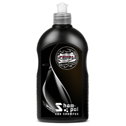 Schwarze Flasche mit Autoshampoo