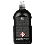 Schwarze Flasche mit Pflegeanweisungen