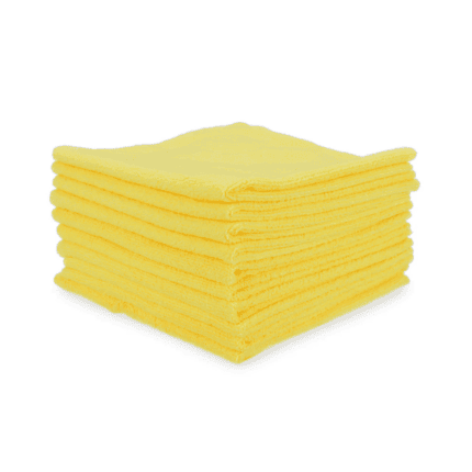 Stapel gelber Mikrofasertücher.
