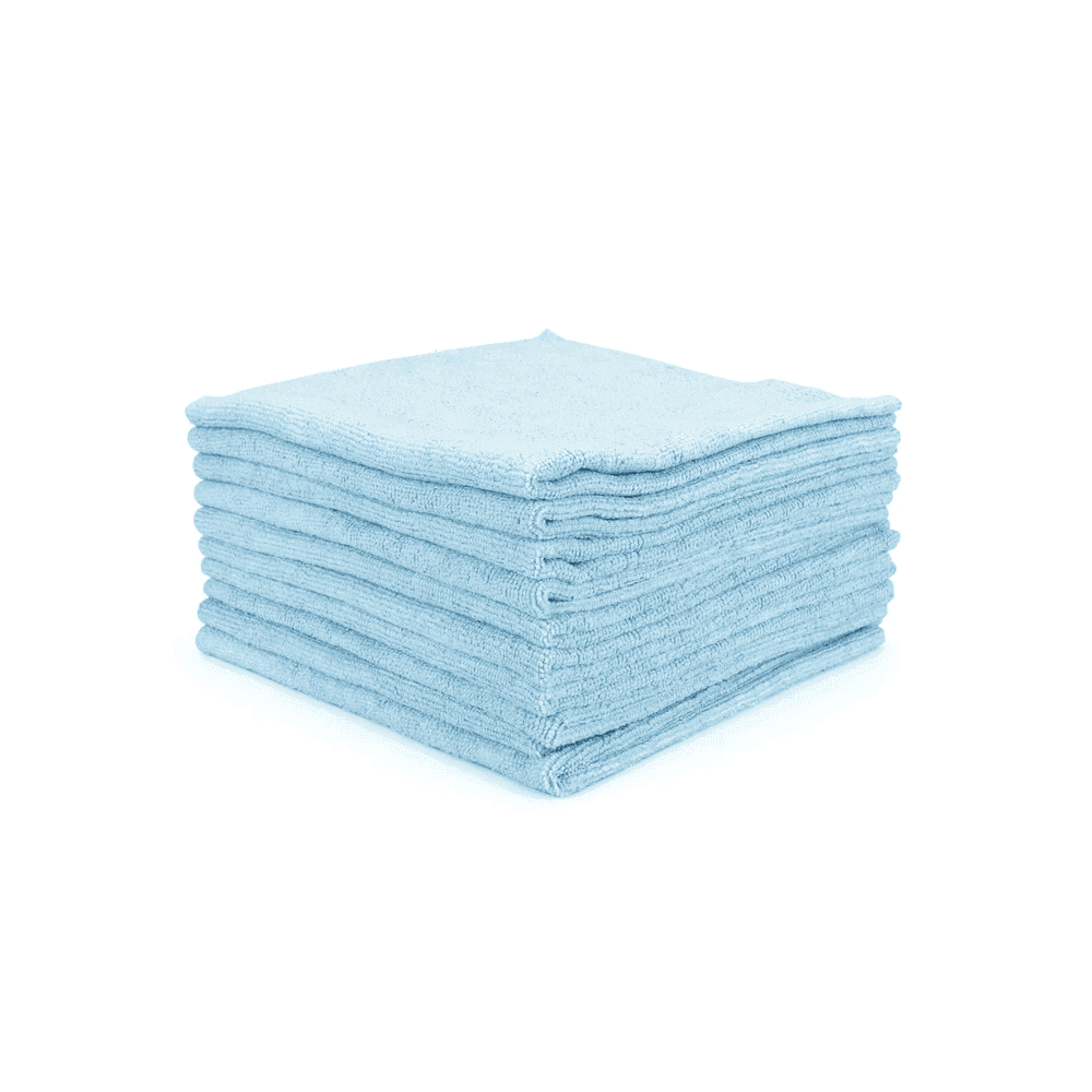 the-rag-company-degeless-245-all-purpose-mikrofasertuch-40x40cm-hellblau-10stk Stapel von hellblauen Mikrofasertüchern