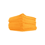 Stapel orangefarbener Mikrofasertücher